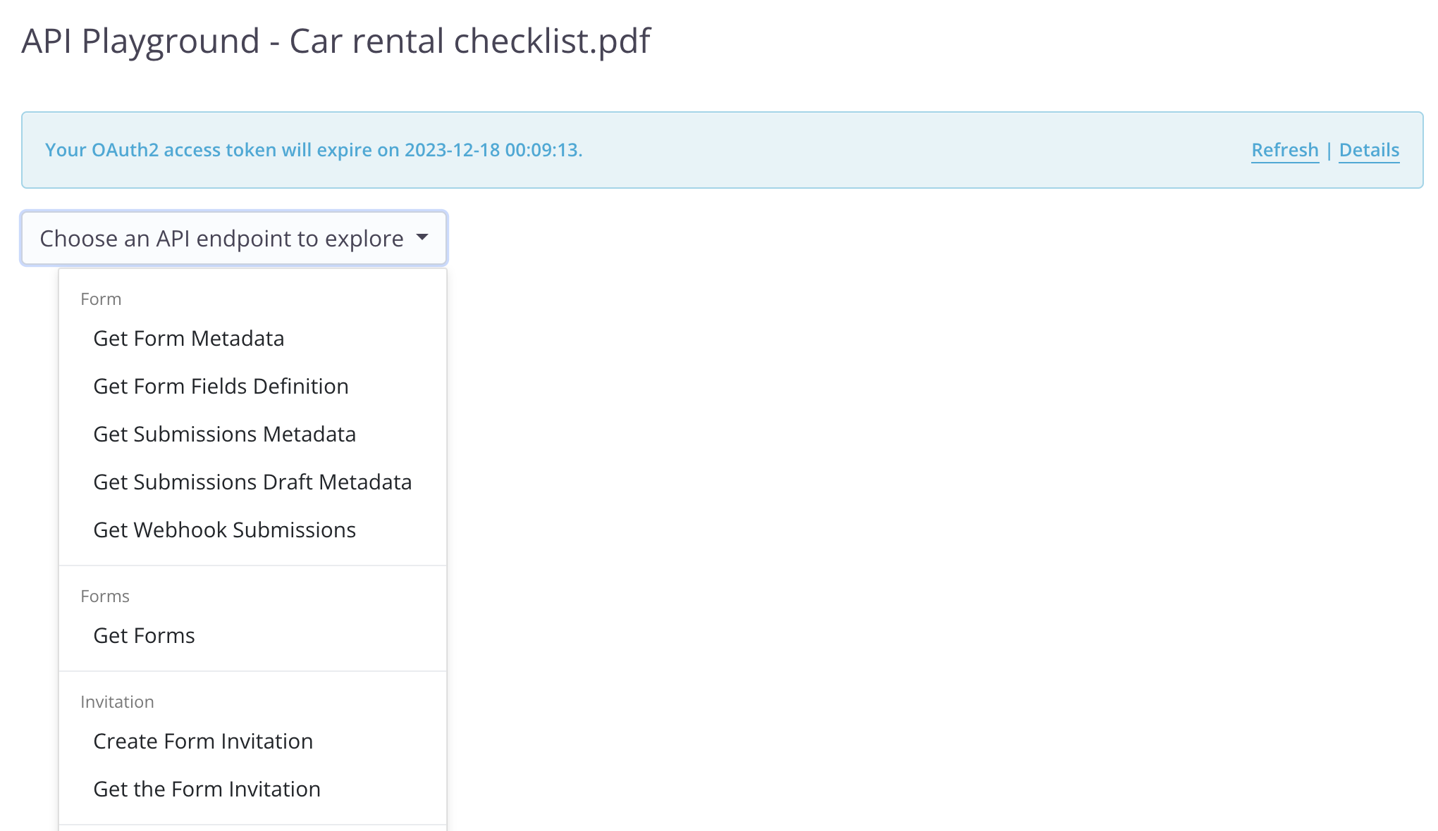 Choose an API endpoint