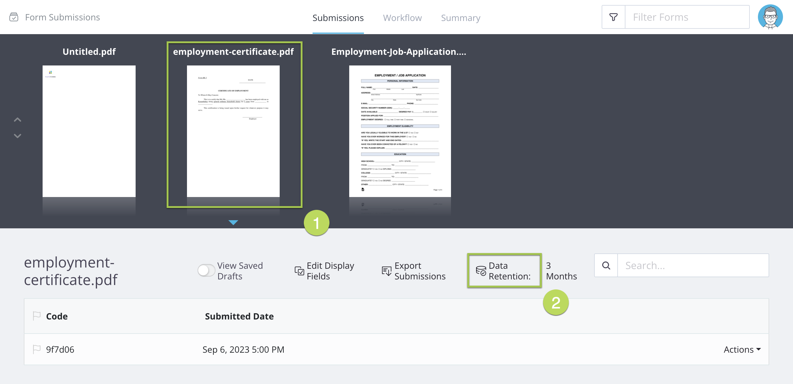 Click data retention