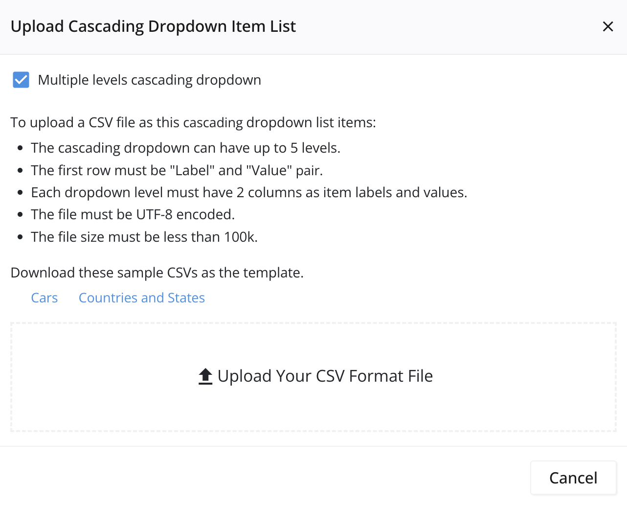 Set Different Label and Value