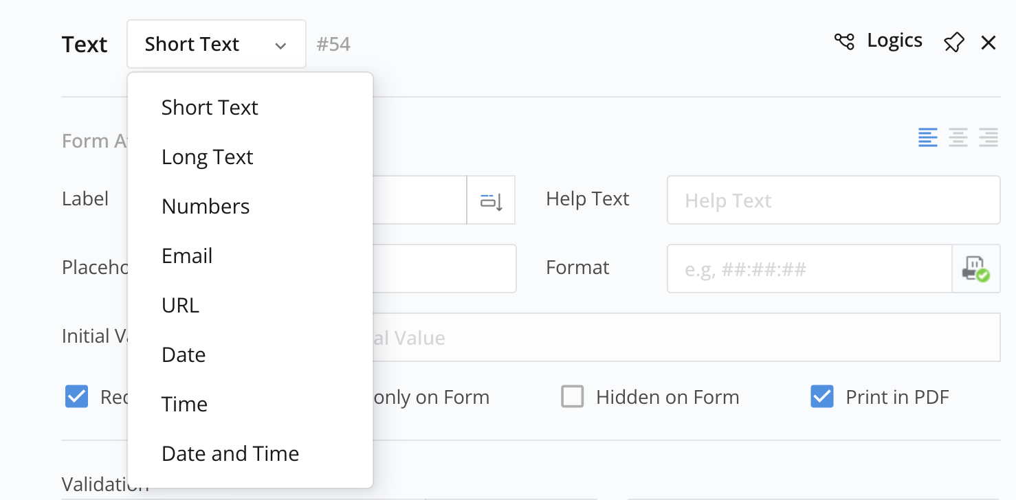 Select Text Input Type