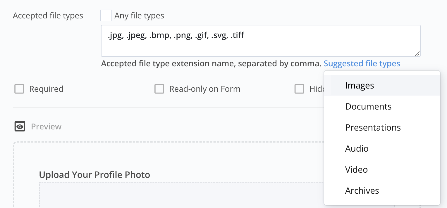 Specify Field Type