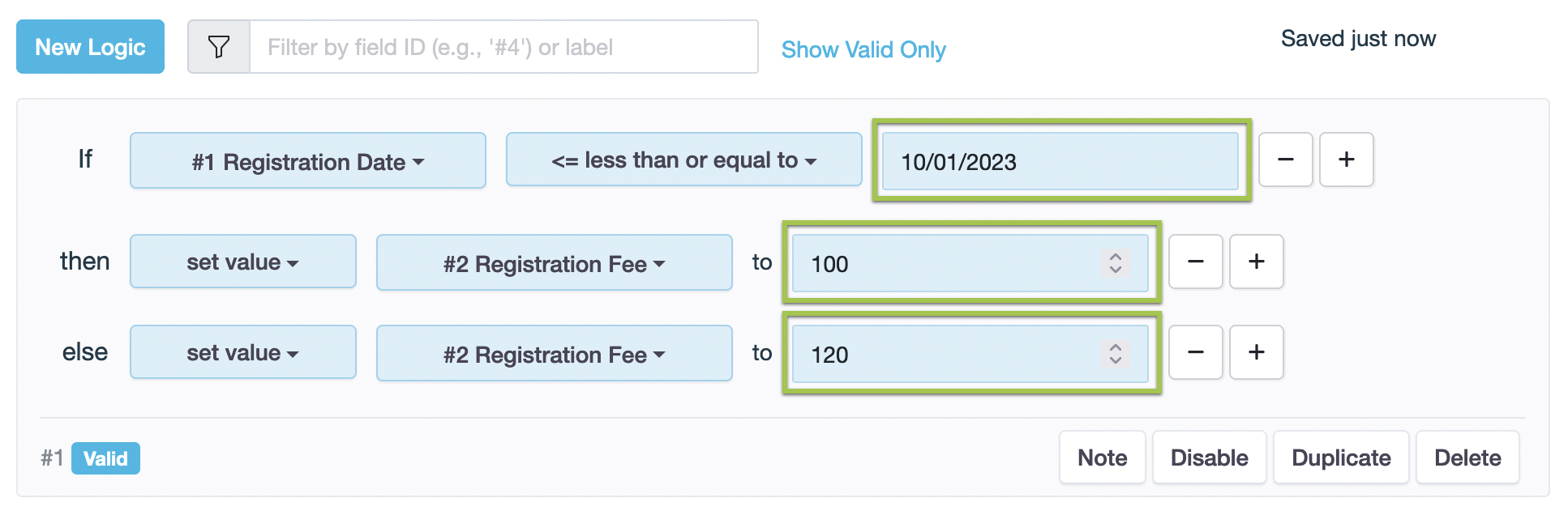 Set value logic