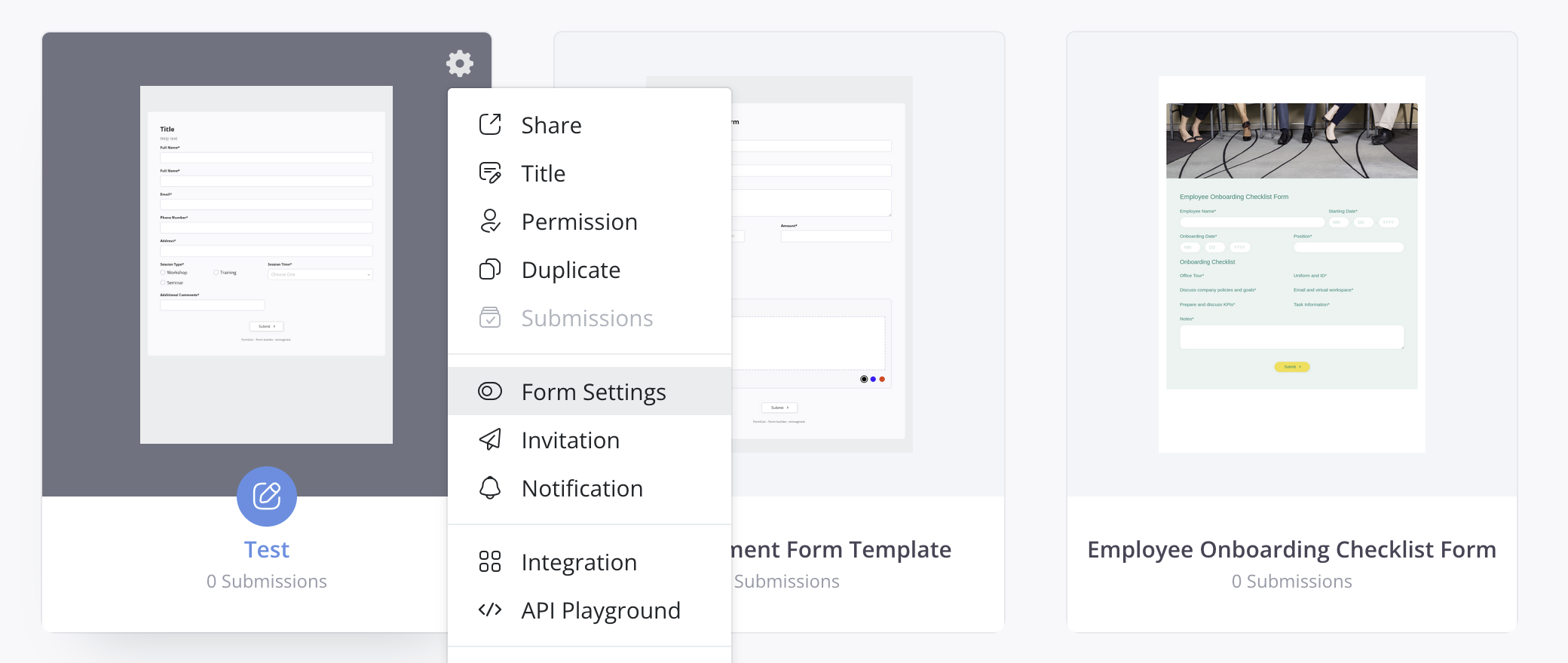 Form Settings