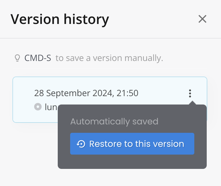 Restore to this Version button