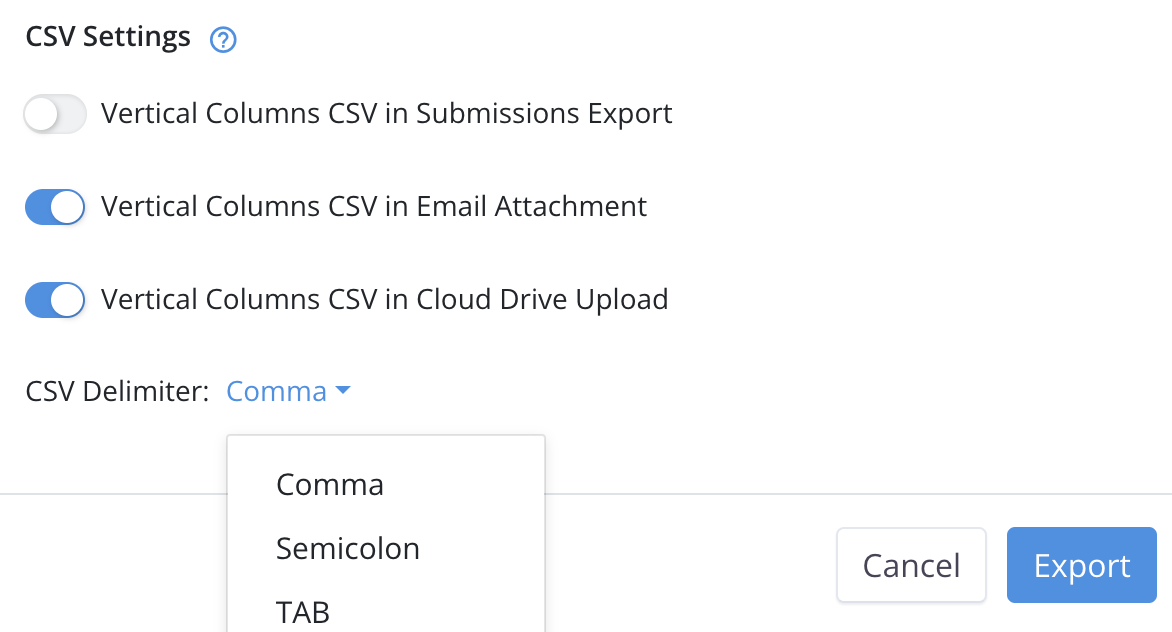 CSV Settings