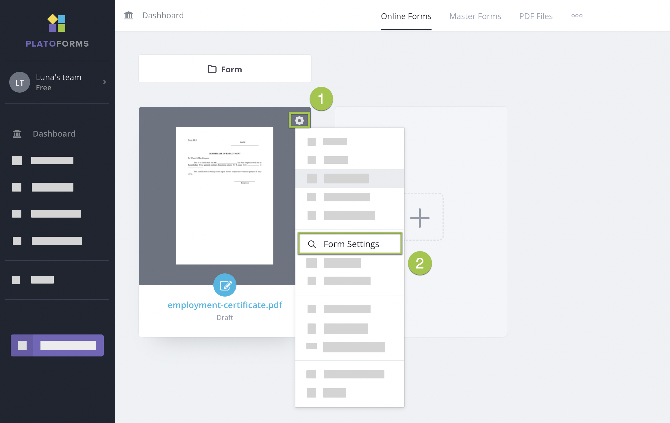 Form settings