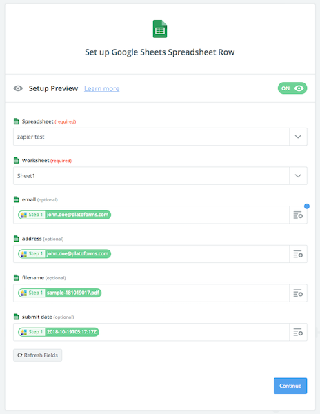 Setup Google Sheets File